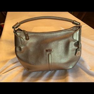 Cole Haan Large Shoulder Bag in Gold Metallic Pebble Leather